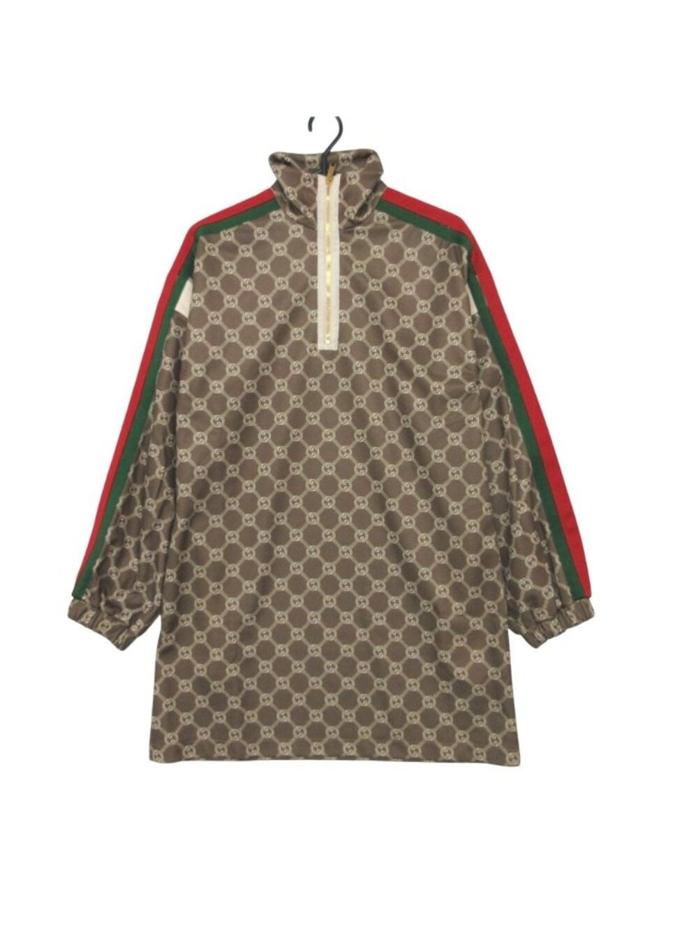Gucci Dress Interlocking G GG Pattern Long Sleeve Half Zip Length Dark Green